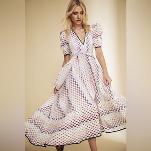 Hunter Bell Rebecca eyelet fit flare waist tie dress